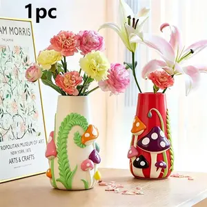 Creative Mushroom Resin Vase, Style Home Decor, Home Decorative Vase, Living Room Balcony Desktop Dried Flower Container, Water Fresh Flower Vase (no Bouquet)