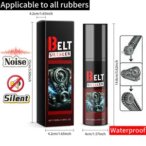 100ml Car Belt & Rubber Noise Eliminator Spray -Aging Formula, Eliminates Squeaks, Reduces Friction & Protects Engine Belts/Rubber Parts, Restores Flexibility, Extends Service Life, Easy-to-Use Muffler Spray for Car Maintenance