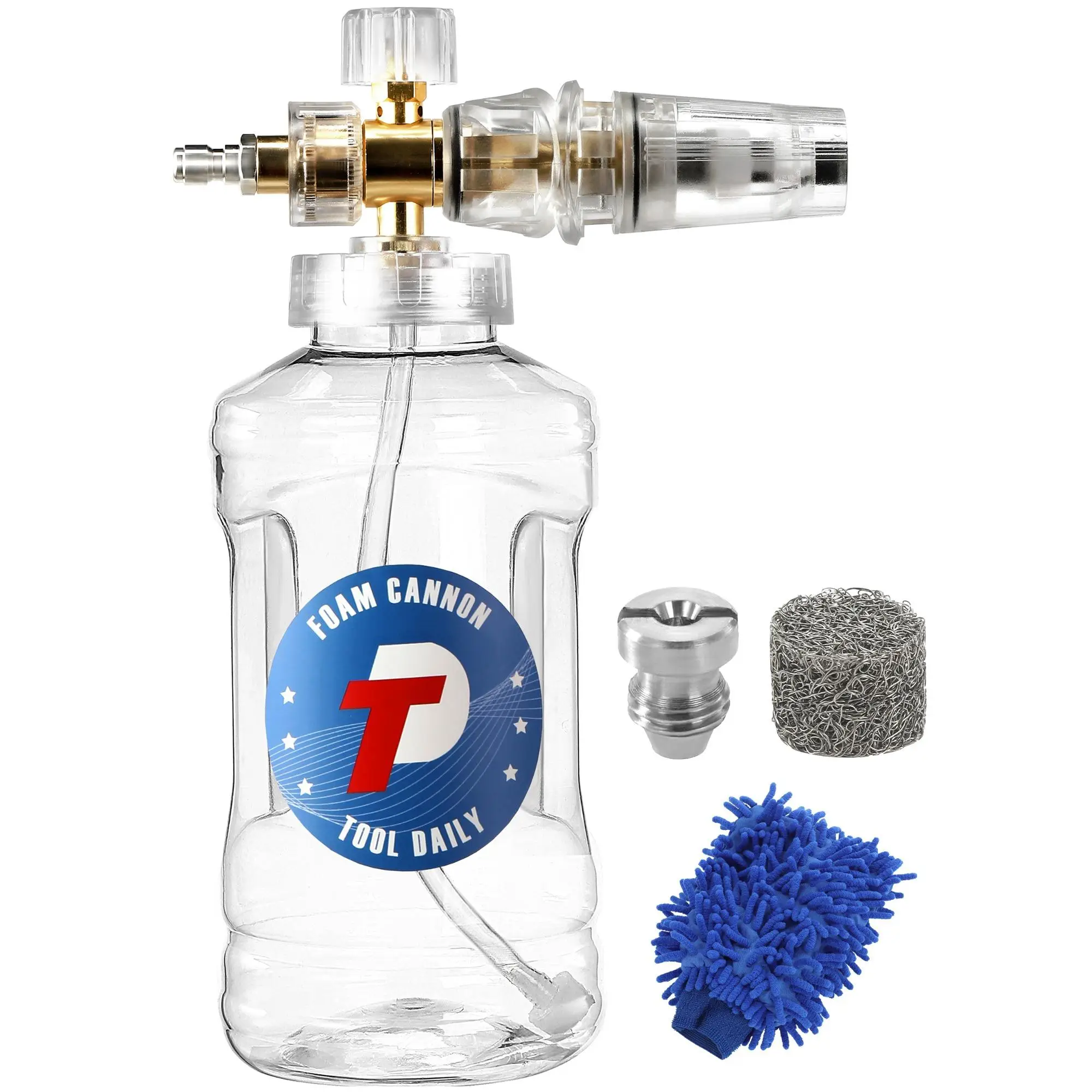 Christmas 1.5L Car Wash Foam Cannon, 1 Count Snow Foam Lance with Car Wash Mitt, Quick Connect Additional Orifice Nozzle, Foam Blaster Pressure Washer