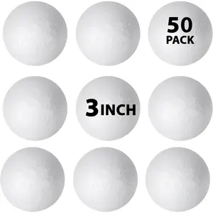 50 Pack 3'' inch Foam Balls - Large Foam Balls - Big Foam Craft Balls - Huge Foam Balls For Arts and Crafts, DIY Craft For Home, School Craft Project - 50 Bulk Value Pack 3" Inches Craft Balls