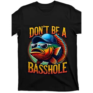 Humorous Bass Fish Graphic Tee for Men - Avoid Being a BASSHOLE. Stylish Design for Street Trends, Comfortable Round Neck, Suitable for All Seasons, Casual Wear for Sports Enthusiasts. Perfect for Gym And Outdoor Activities. Happy Mother'S Day Shirt