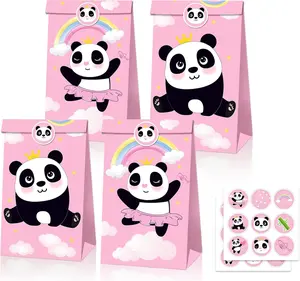 LaVenty 12 PCS Pink Panda Party Favor Bags for Girls Pink Panda Birthday Party Supplies Party Like Panda Party Supplies panda party Gift Bags