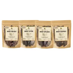 Beef Organ Dog Treat Bundle - 4 oz Bags, Four Powerful Beef Organs: Heart, Kidney, Liver & Spleen - Air-Dried, High-Protein, Vitamins & Minerals - USA Sourced, Fresh Batches - Ideal for Rotation Feeding
