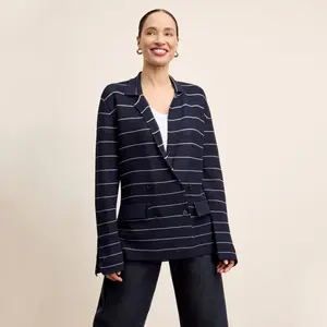 Cody Boyfriend Jardigan - Dot Jardigan Knit :: Dark Navy/Ivory