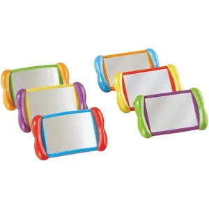 Learning Resources Plastic 2-in-1 All About Me Mirrors - 6 Count, Ages 2+, Farm Animal & Poultry Pet Toy Decor Designed for Body Awareness