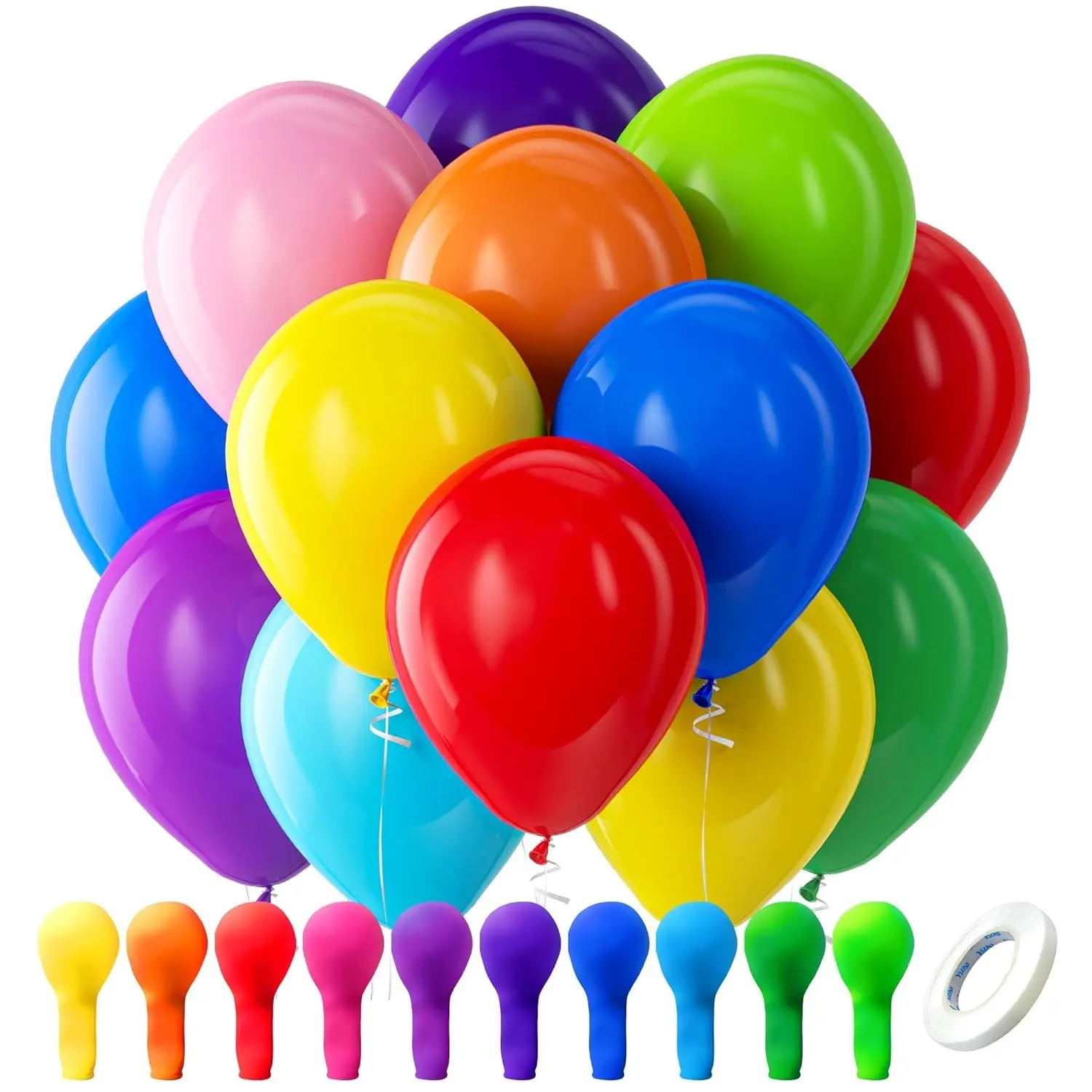100 Pack Rainbow Latex Balloons 12 Inch Bright Color Balloons for Party Decorations