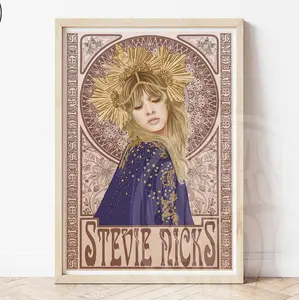 Stev1e N1cks Art Print, Stev1e N1cks Poster, Gift For Fan, Stevie Nicks Mucha Wall Art, Vintage Decor, Alphonse Mucha, Boho Wall Art