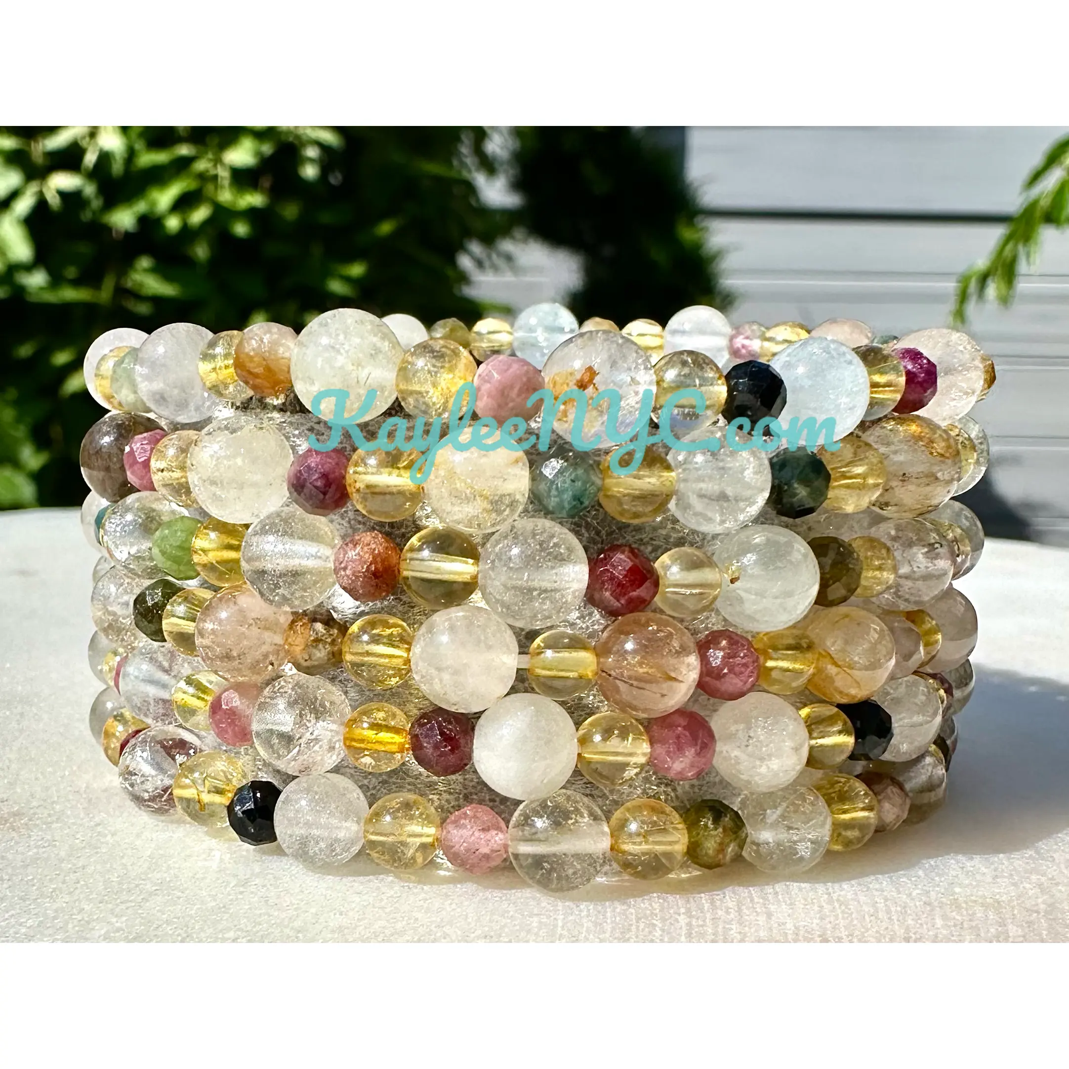 6 PCs Natural Crystal Scorpio Zodiac Stretch Bracelet 7.5”
