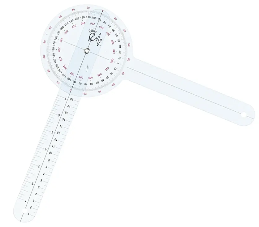 EMI 12″ Goniometer  360° Clear Protractor Physical Therapy, for Medical Range of Motion Measurement EGM-422