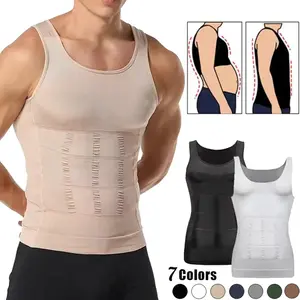 1-2 Pack Menswear Body Shaper Tummy Control Vest Men Compression Shirt Shapewear Breathable Lightweight Stretchy Workout Tank Tops undershirt Gym Office Smooth Sport Fitted Fabric