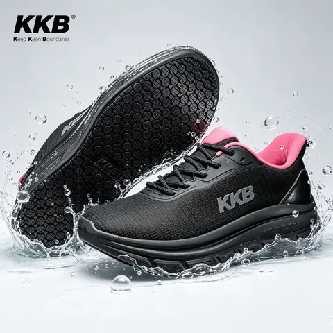 KKB Women's Non-Slip Footwear - Round Toe Laces Casual Trainers, Water-Resistant, Lightweight, Breathable Mesh, All Seasons, Cushioned Sole, Ideal for Food Service & Kitchen Work, Slip Resistant Casual Trainers, Walking Shoes