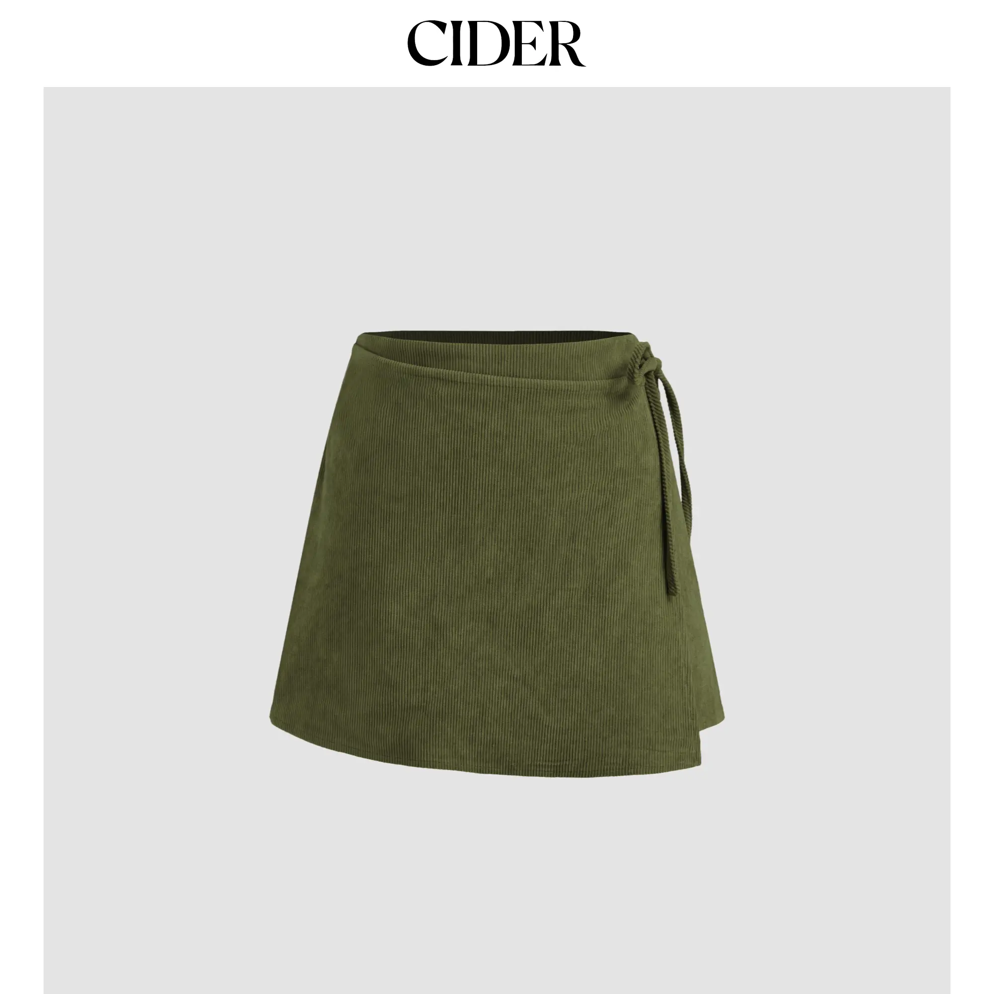 Cider [3 colors, size 2-26] Corduroy Mid Rise Solid Knotted Mini Skirt