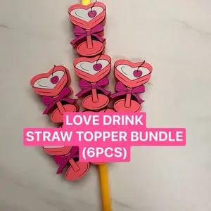 LOVE DRINK 3D straw topper bundle (6PCS)