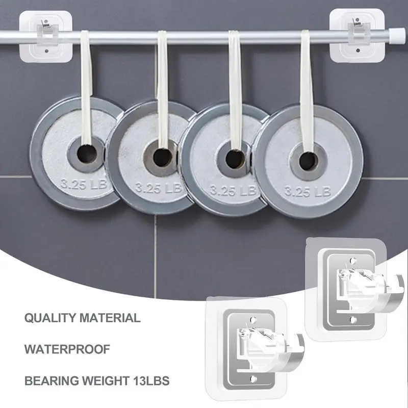 8 Pcs Set Adjustable Curtain Rod Hooks - Self-Adhesive, No Drilling Brackets/Holders - For Bathroom, Kitchen, Home & Hotel (Transparent)