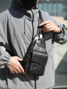 Men's Vintage Leather Crossbody Bag, Multi-Pocket Casual Shoulder Bag, Perfect for Commuting and Business, Stylish Everyday Accessory