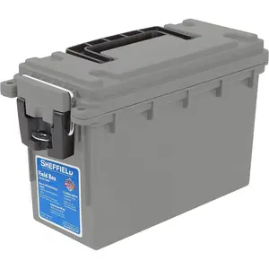 Ammo storage box, stackable, suitable for .30 caliber ammunition, waterproof and dustproof, lockable storage box with handle, can safely store hunting equipment, supplies, and ammunition, made in the USA, gray, 1 piece
