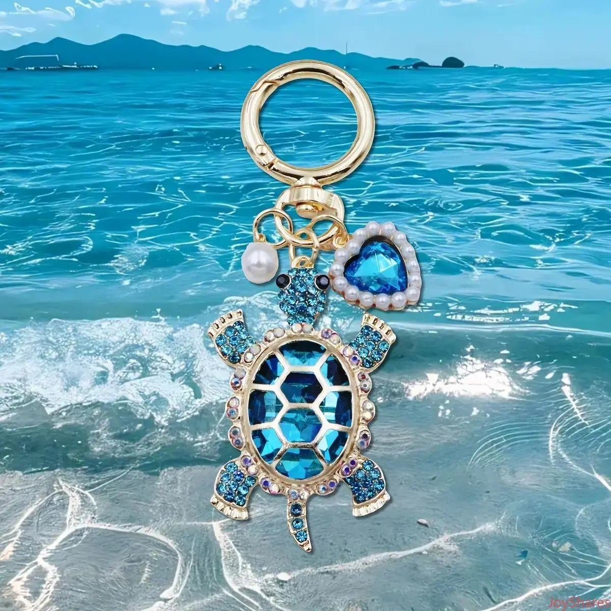 Ocean Style Turtle Keychain with Pearl Heart Charm, Marine Animal Bag Charm, Unisex Key Ring, Stylish Fashion Accessory for Daily Use, Ideal for Friendship and Mother's Day Gifting, Bag Charms