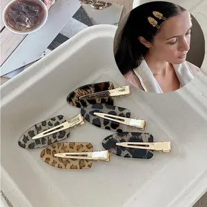 Set of 5 Leopard Print Water Drop Hair Clips, Versatile Sweet Girl Makeup Clips, Invisible Side Bangs Clamps, Perfect Gift for Sisters