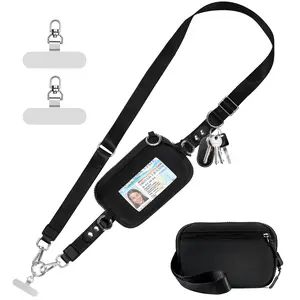 Tiostep Adjustable Crossbody Phone Lanyard with Zippered Wallet  Clip and Go Strap for Phone and Wallet  Multifuctional CellPhone Strap bag