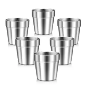 Stainless Steel Cups For  6 Ounce Double Wall Insulated Drinking Metal Stackable Mugs Home Restaurant Shatterproof & Dishwasher Safe- Pack