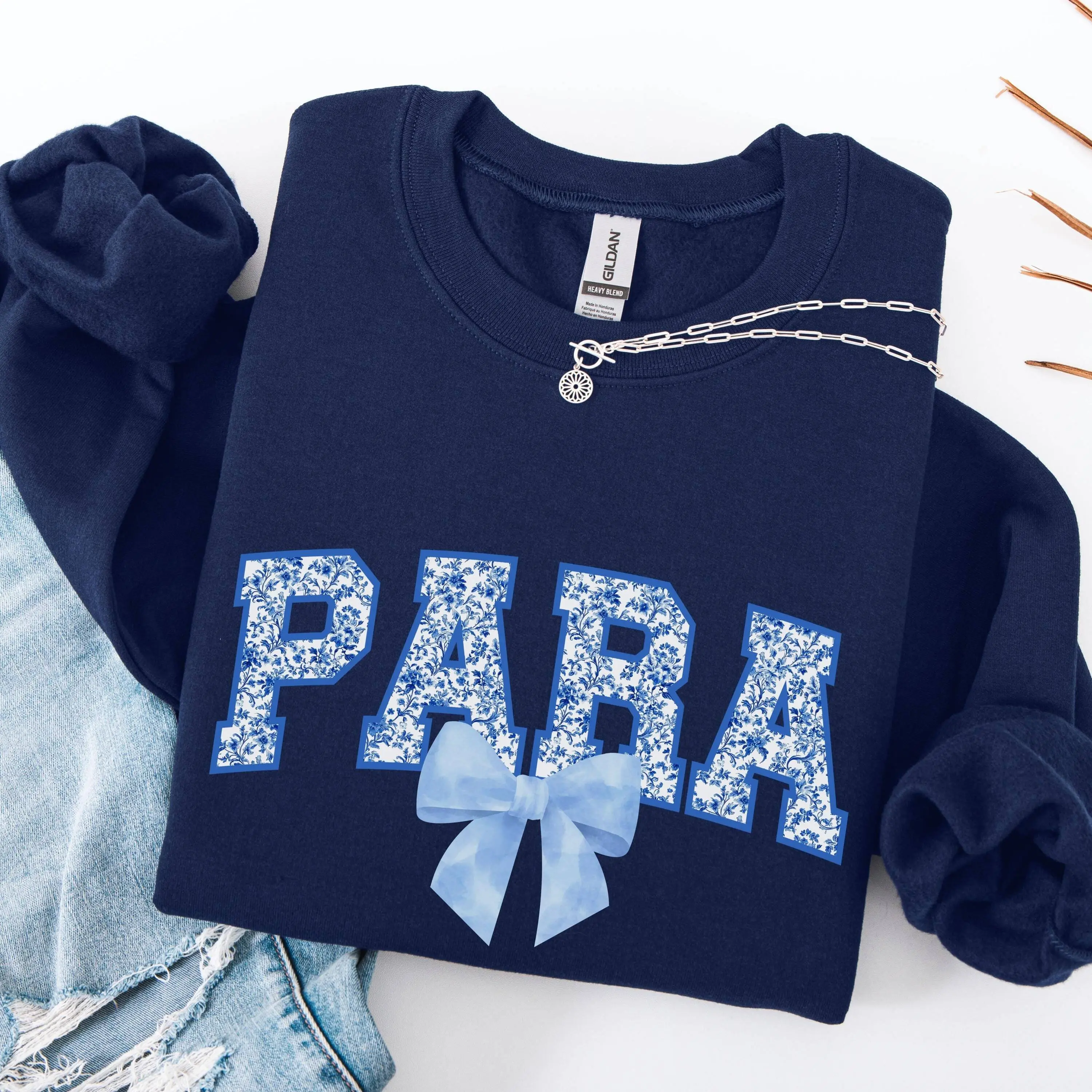 Toile Para Sweatshirt , Paraprofessional Gifts for Special Education Teacher, Chinoiserie Coquette Paraprofessional Shirt