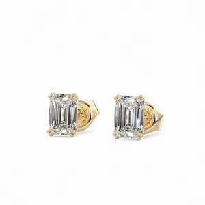 Moissanite Earrings for Women Men,1.00 ct Double Scoop Emerald Cut D Color VVS1 Clarity Lab Created Earring 925 Sterling Silver
