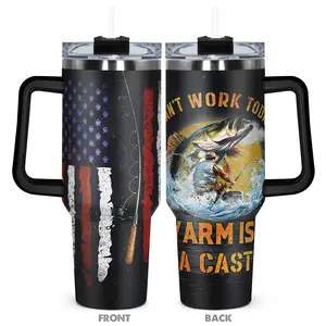 1pc, Gifts for Fisherman 40oz Tumbler, Fishing Funny Print 40oz, Insulated and Durable, Gift for Any Occasion: Birthdays, Holidays, or Special Moments for Family, Friends, or Coworkers, Insulated Travel Drinkware