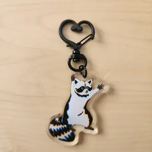 Nifty Bitz Cute Raccoon Keychain with Heart Clasp for Keys and Accessories