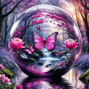 1pc 5D diamond painting set, round diamond embroidery candle painting winter scenery cross stitch set art diamond mosaic wall decoration, all-hand DIY diamond painting, suitable for living room, bedroom, office wall decoration.