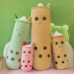 Boba Plush Bubble Tea Pillow Super Soft Long Body Stuffed Animal Plushie 15.7inch 23.6inch Skin-Friendly PP Cotton Cute Adorable Milk Tea Plush Toy Machine Washable Hugging Pillow Gift for Kids Adults Room Decor