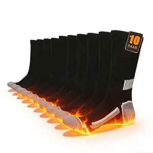 10 Pairs of Men's Mid-Calf Sports Athletic Socks for Autumn And Winter, Long Tube Socks, Winter Terry Towel Socks