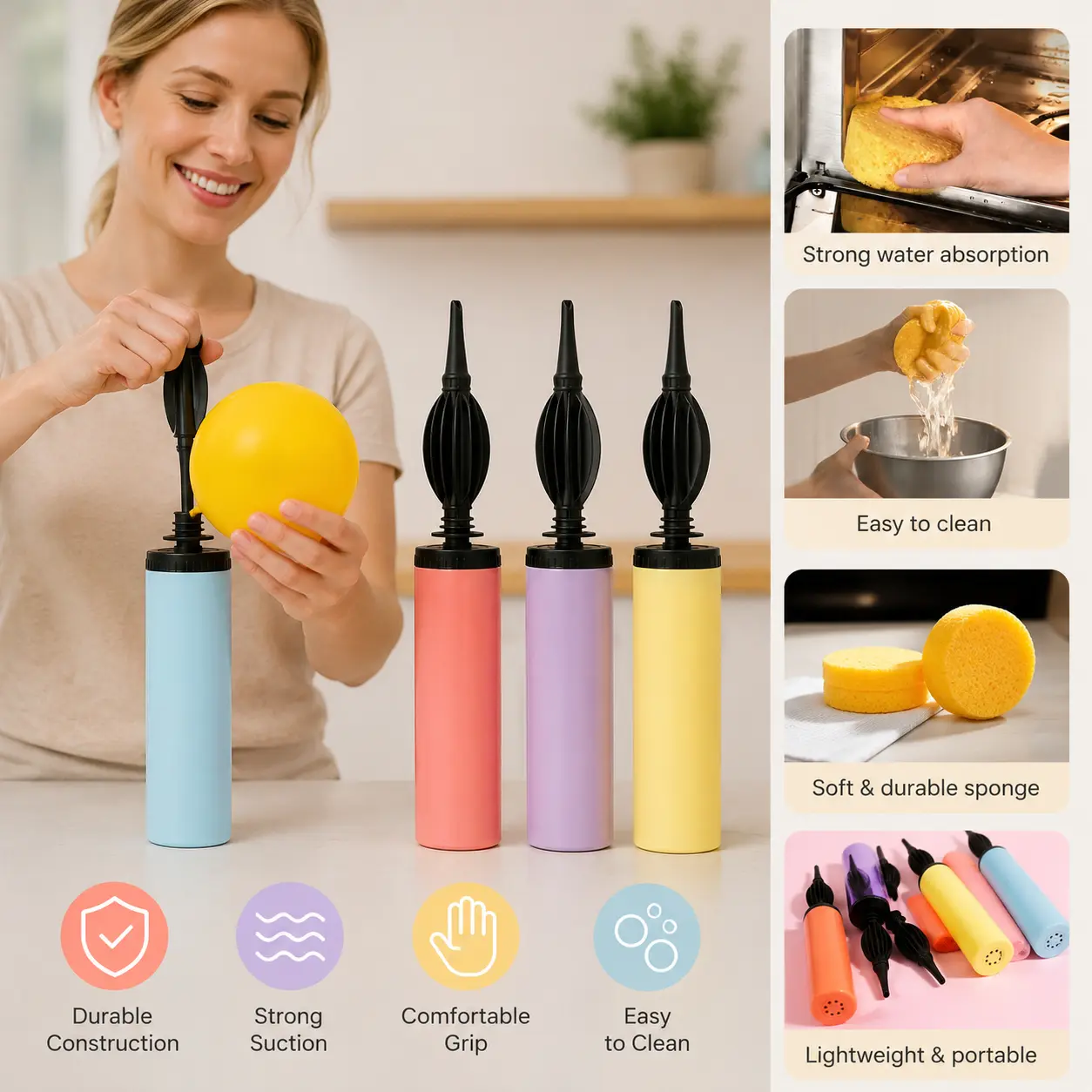 Handheld Dual-Action Manual Balloon Air Pump, Portable Size Tool for Inflating Balloons, Ideal for Birthday Parties and Festive Decorations, Manual Pump