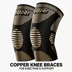 Adjustable Compression Knee Brace, Copper Knee Brace, Breathable Copper Knee Protector, Flexible Knee Support Sleeve for Workout Running Arthritis Recovery