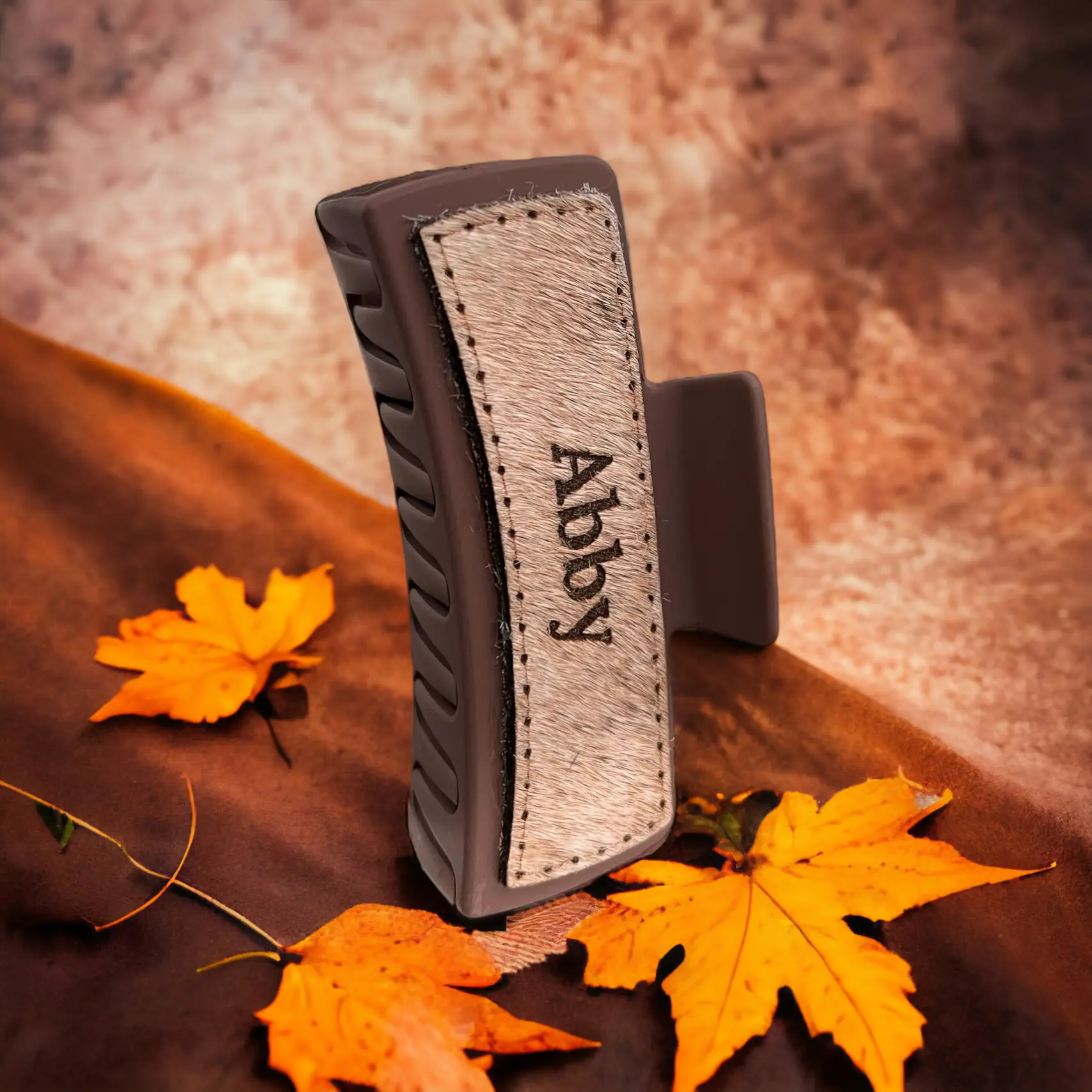 Personalized Western Hair-On-Hide Hair Claw Clip