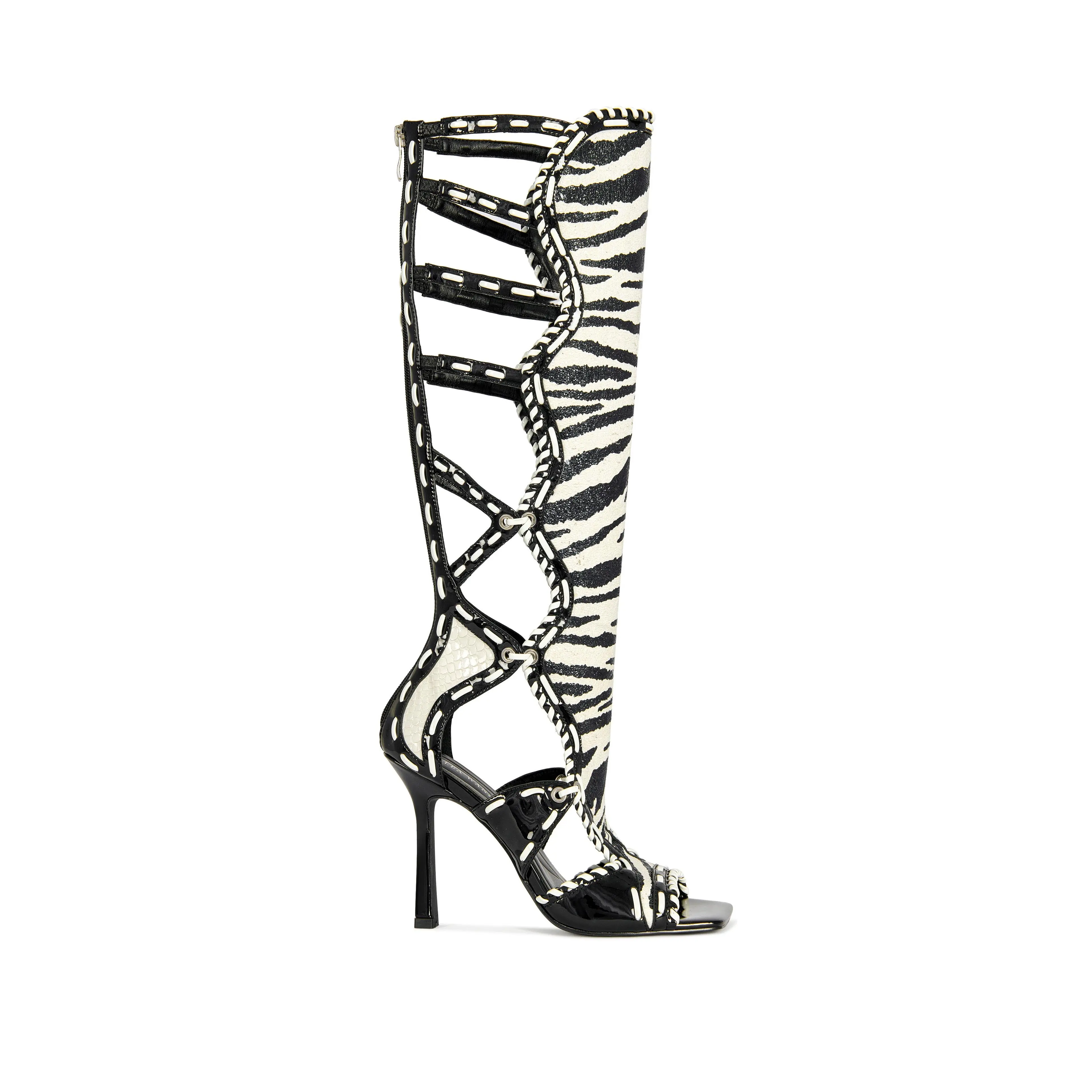INDRANIHIGH-ZEBRA GLADIATOR STILETTO SANDAL BOOT INDRANIHIGH-ZEBRA GLADIATOR STILETTO SANDAL BOOT