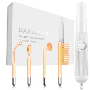 Darsonval High Frequency Wand Portable Handheld High Frequency Facial Skin Wand Machine Device with 4 Different Tubes