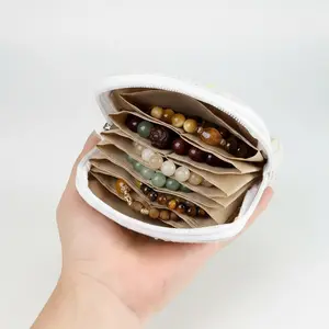 Jewelry Organizer for Travel – Small Tweed Pouch, Multi-Layer Storage for Earrings, Rings & Necklaces, Portable Accessories Bag, Cute Gift for Women