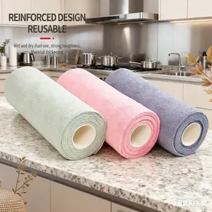 40 pcs Reusable Pink Microfiber Cleaning Wipes Household Kitchen Cloths Microfiber Towel Rolls Dish Cloths Wash Towel Replacements Cleaning Supplies