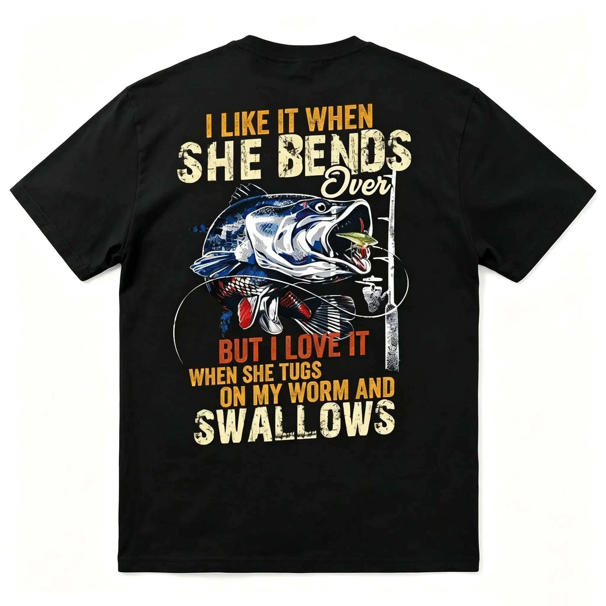 Mens Short-Sleeve Loose-Fitting Funny Fishing Joke Graphic T-Shirt - Sarcastic Bass Fisherman Tee, Outdoor Casual Top for Fishing Lovers, XXL Sports & Outdoor Clothing, Clothing Merch, Outdoors, Clothes