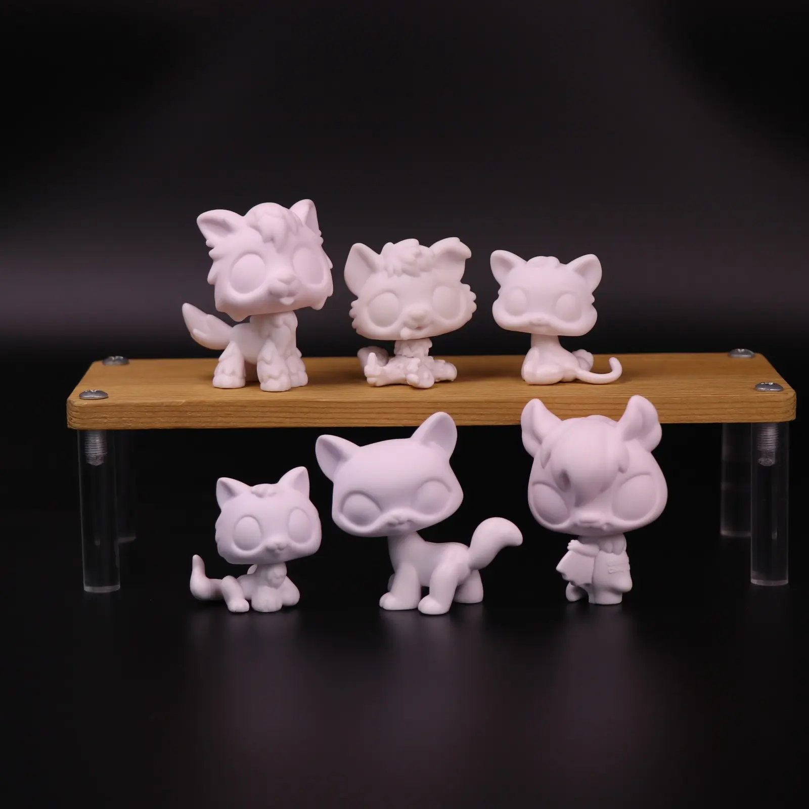 6 Pcs Unpainted Mini Cat Figurines Blank Plastic Kitten Statues, Paint Your Own DIY Craft Figures Custom Hand Painting Blank Molds for Kids Art Desktop Decor Hobby Gift