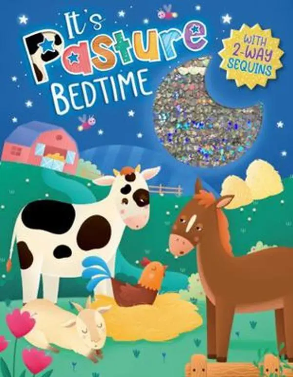USED Book - It's Pasture Bedtime - Children's Touch and Feel Storybook with 2-Way Sequins - Sensory Board Book by Little Hippo Books (Unknown) - english, Picture Book, Books For Toddlers