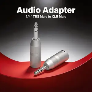2-Pack XLR Male to 1/4 Inch Trs Adapter, Balanced XLR Male to 6.35mm Jack Converter, Ideal for Mixing Console, Speakers, Amplifiers