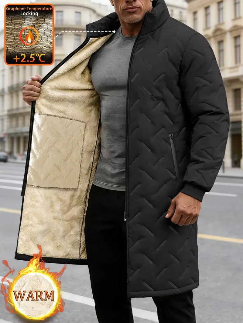 Long Quilted Winter Coats for Men with Fleece Lining for Extra Warmth & Protection against Harsh Cold