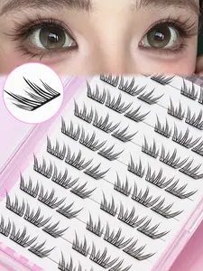 120 clusters self-adhesive lash fans, no glue or remover needed; fluffy fox eye lashes, mixed lengths 8–16 mm kit; no glue needed for fluffy DIY individual lash extensions; pre-glued lash fans for natural lash extensions; C curl sunflower lash fans.