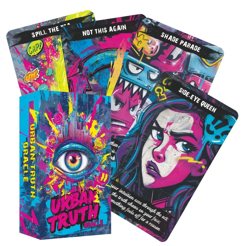 Urban Truth Oracle Cards Game, Tarot Card Game, 80 Cards, Street Graffiti Culture Inspiration, Raw and Sharp Language, 13x8 Cm, Divination Card Deck, Tarot Card Decks, Card Games For Teens