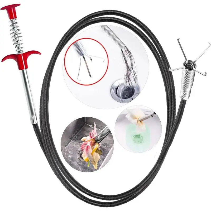 Flexible Grabber Claw Pick Up Reacher Tool with 4 Claws Bendable Hose Pickup Reaching Assist Tool for Litter Pick, Home Sink, Drains, Toilet, Drain Clog Remover, Powerful Pipe Dredging(78.74 Inches)