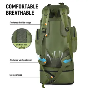 100L Bugout Bags, 600D Oxford Fabric Camouflage Bag, Waterproof Breathable Travel Bag, Overnight Handbag, Rugged and Durable Men's Camouflage Backpack Hiking Camping Hunting, 72 Hour Emergency Escape Bag