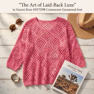 Women's Bohemian-Inspired Beige Crochet Top with V-Neck #Springtok #TikTokShopJumpstartSale Casual Chic
