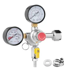 【Father's Day】VEVOR Double Gauge Regulator,  CO2 Regulator Gauge with 0-60PSI, Heavy Duty CO2 Gauge Gas System, Draft Beer Regulator with Check Valve, Adjustable Pressure Regulator for Draft Beer Homebrew, CGA320
