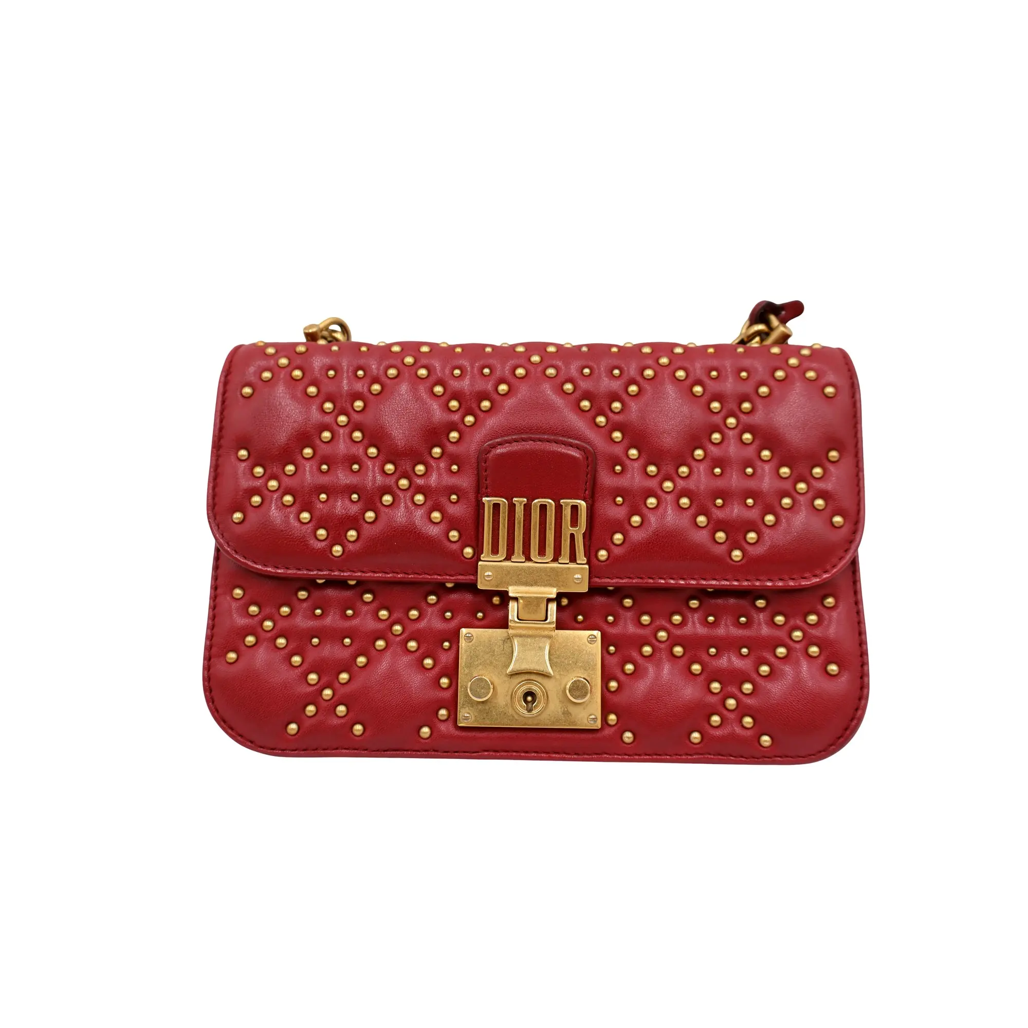 Pre-owned Dior leather Shoulder bags Lambskin Cannage Studded Dioraddict Flap Bag (12032080)